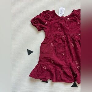 Cat & Jack|Baby girl/toddler burgundy ditsy floral gauze tiered ruffle dress•3T